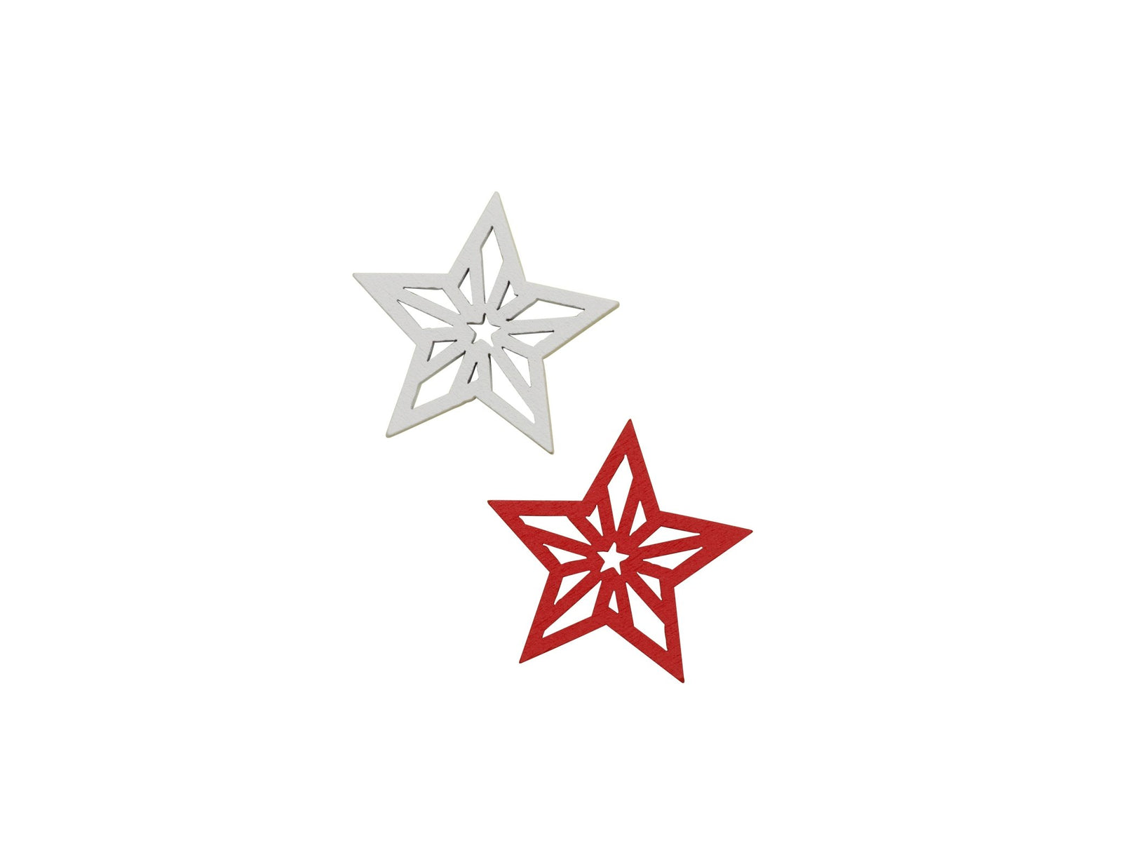 Holzstreuteile, Stern, 9St. rot/weiss, 3,5x3,5x0,4cm - Kidis Art