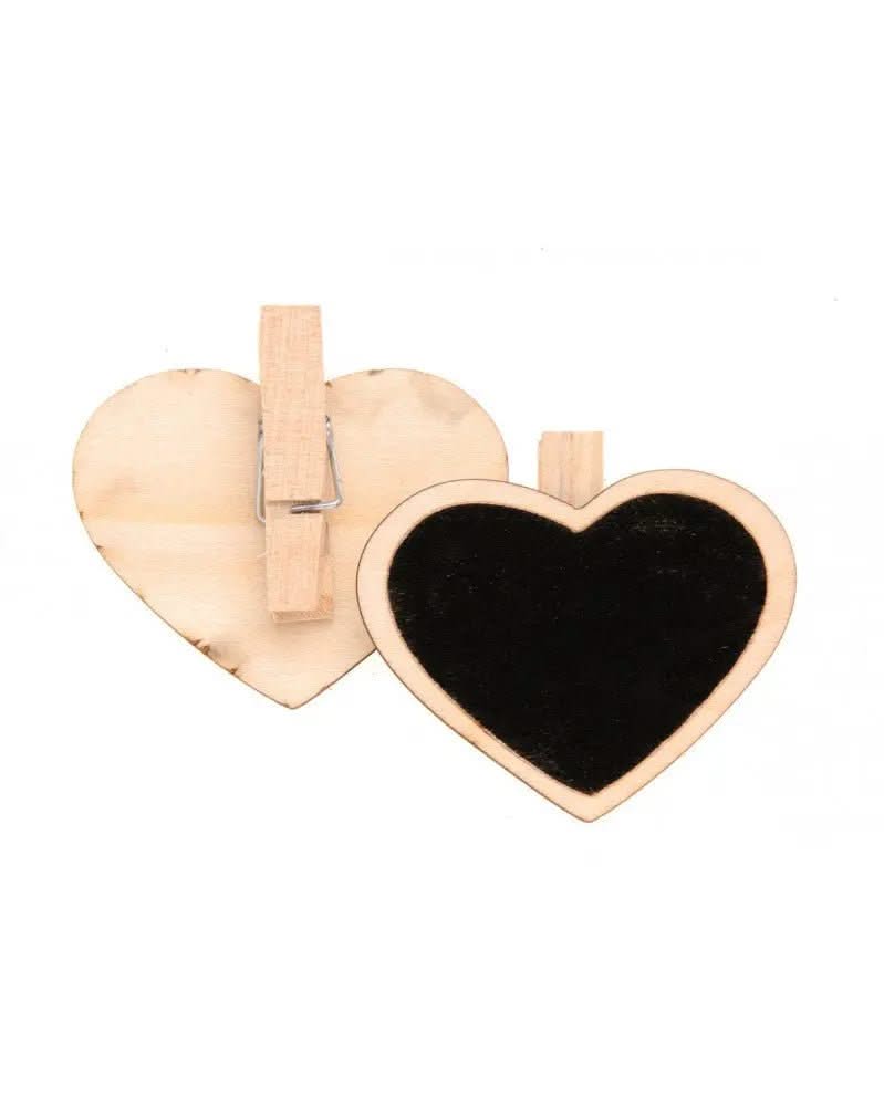 Holztafel mit Klammer, Herz 5x4,6cm, 4St. - Kidis Art