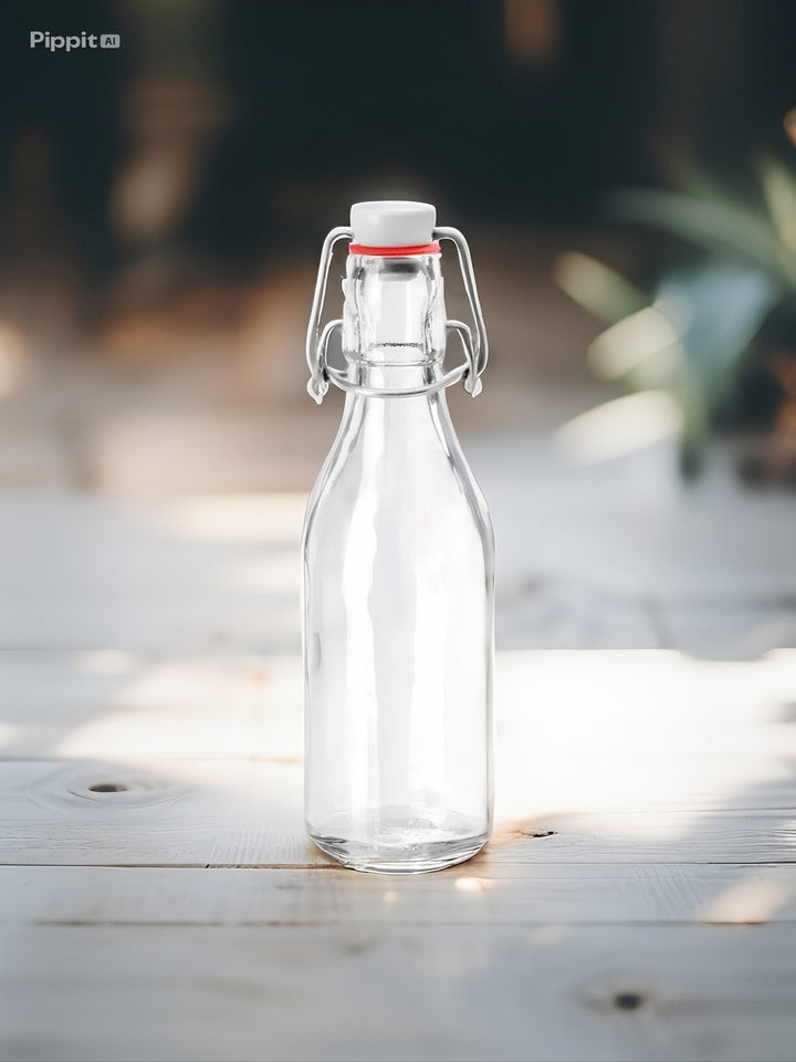 Bügelflasche rund, Klarglas 200ml