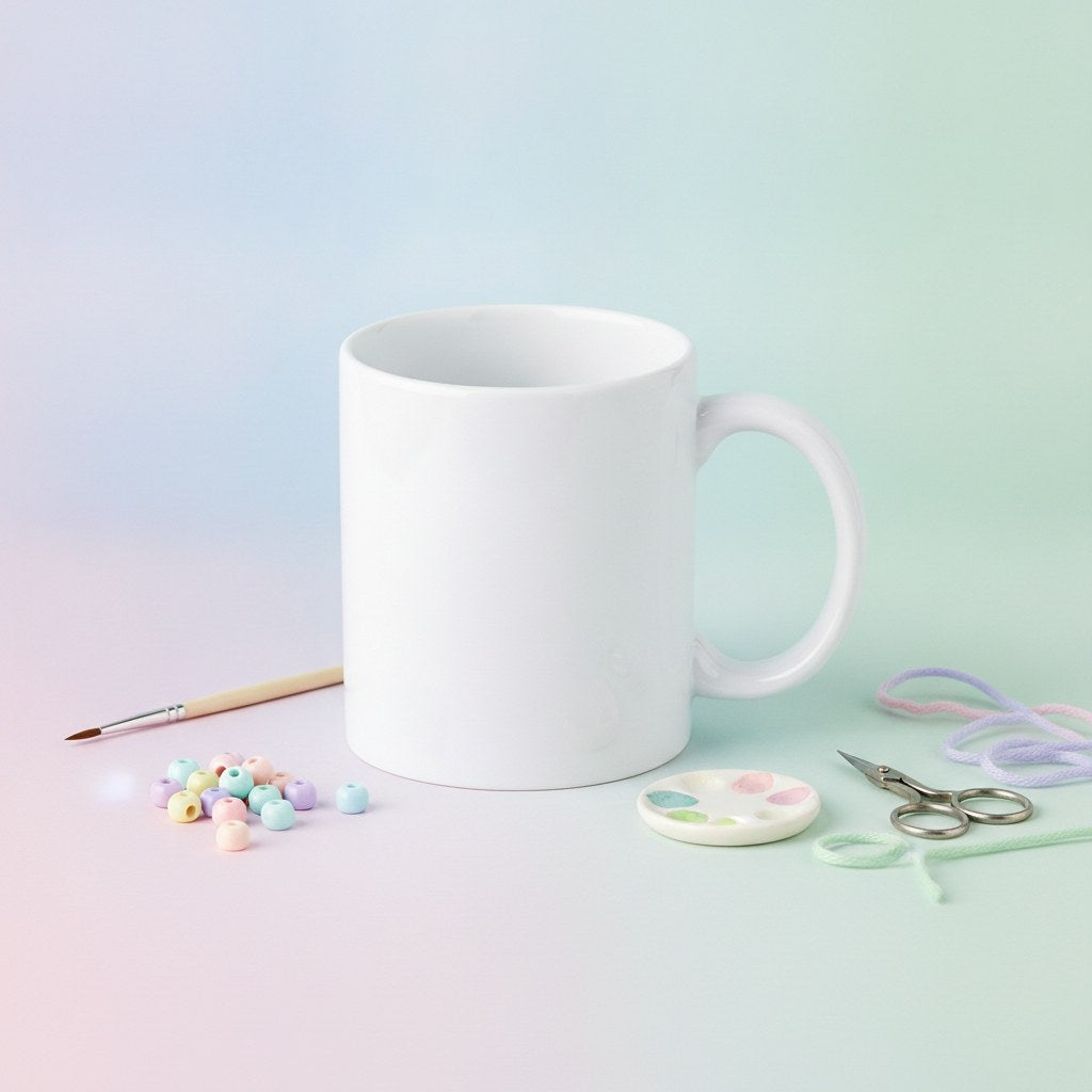 Keramik-Tasse weiss 300ml, 8,3x9,7cm - Kidis Art