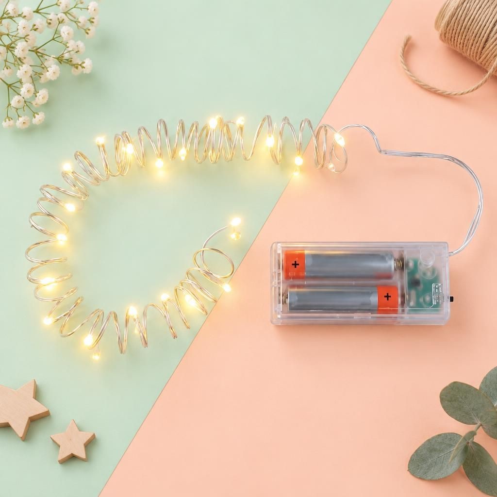 Generiert: Hauptbild – LED Lichterkette 20tlg, Timer warmweiss, 2AA Batterien, 2m