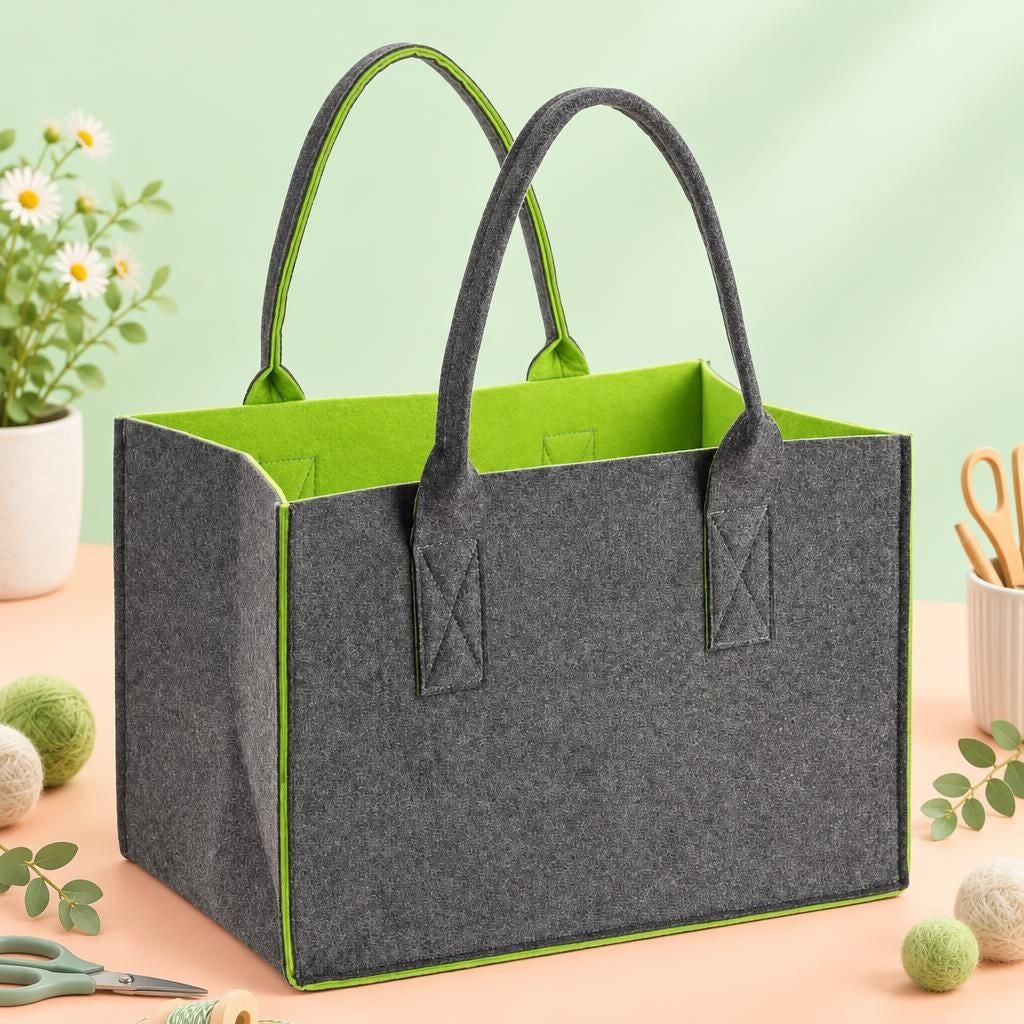 Hauptbild – Filztasche, H26xB38xT24cm bicolor, anthrazit/grün