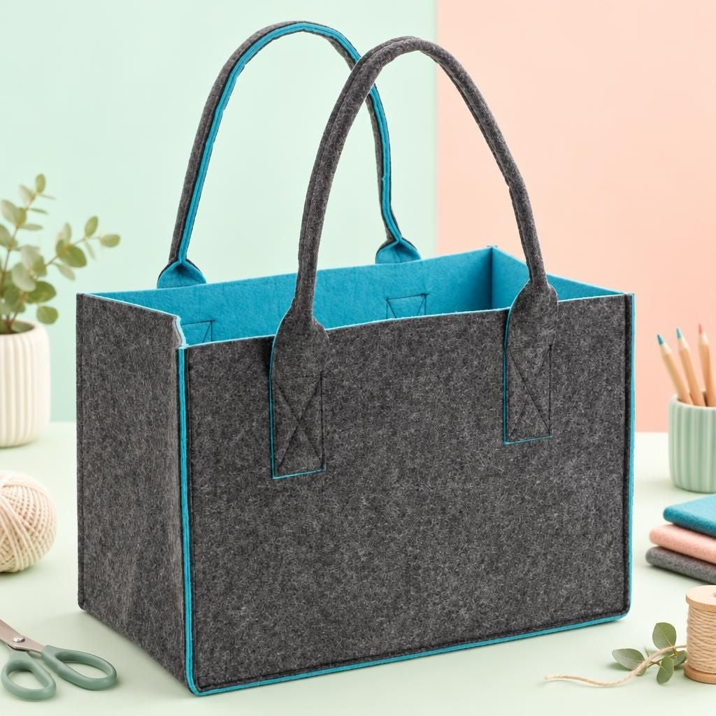 Hauptbild – Filztasche, H26xB38xT24cm bicolor, anthrazit/petrol