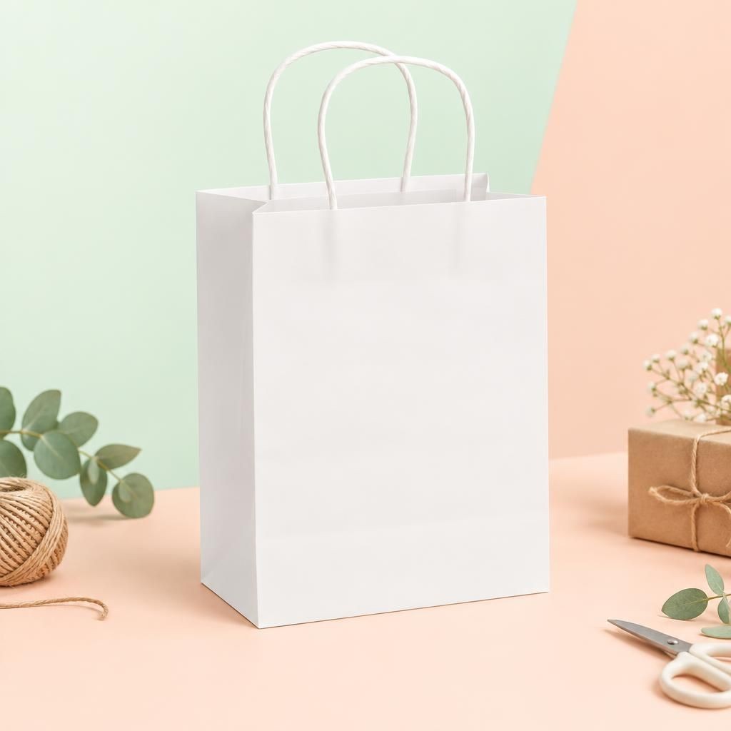 Hauptbild – Papiertragetasche, Kordelgriff 21x27cm weiss