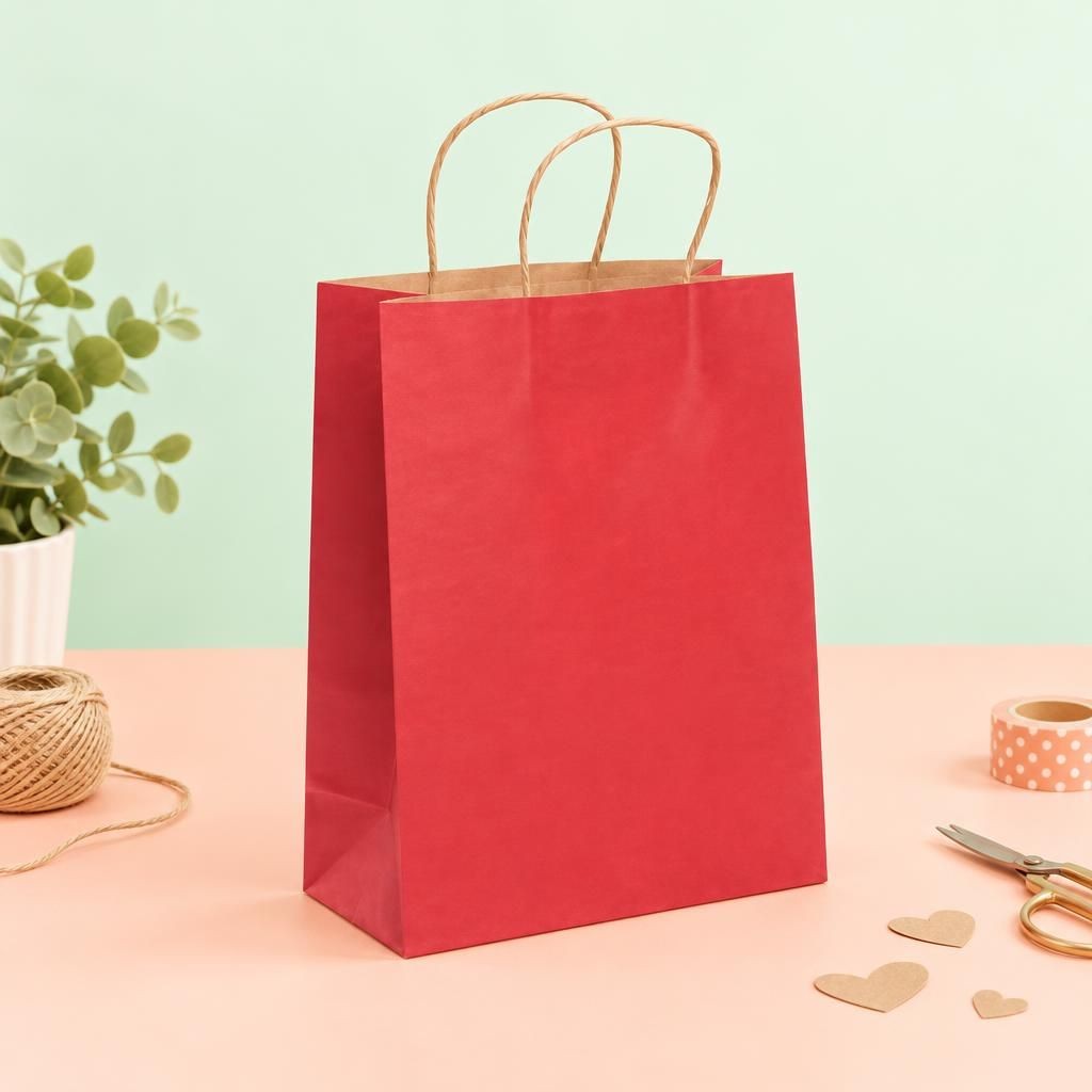 Hauptbild – Papiertragetasche, Kordelgriff 25x33cm rot