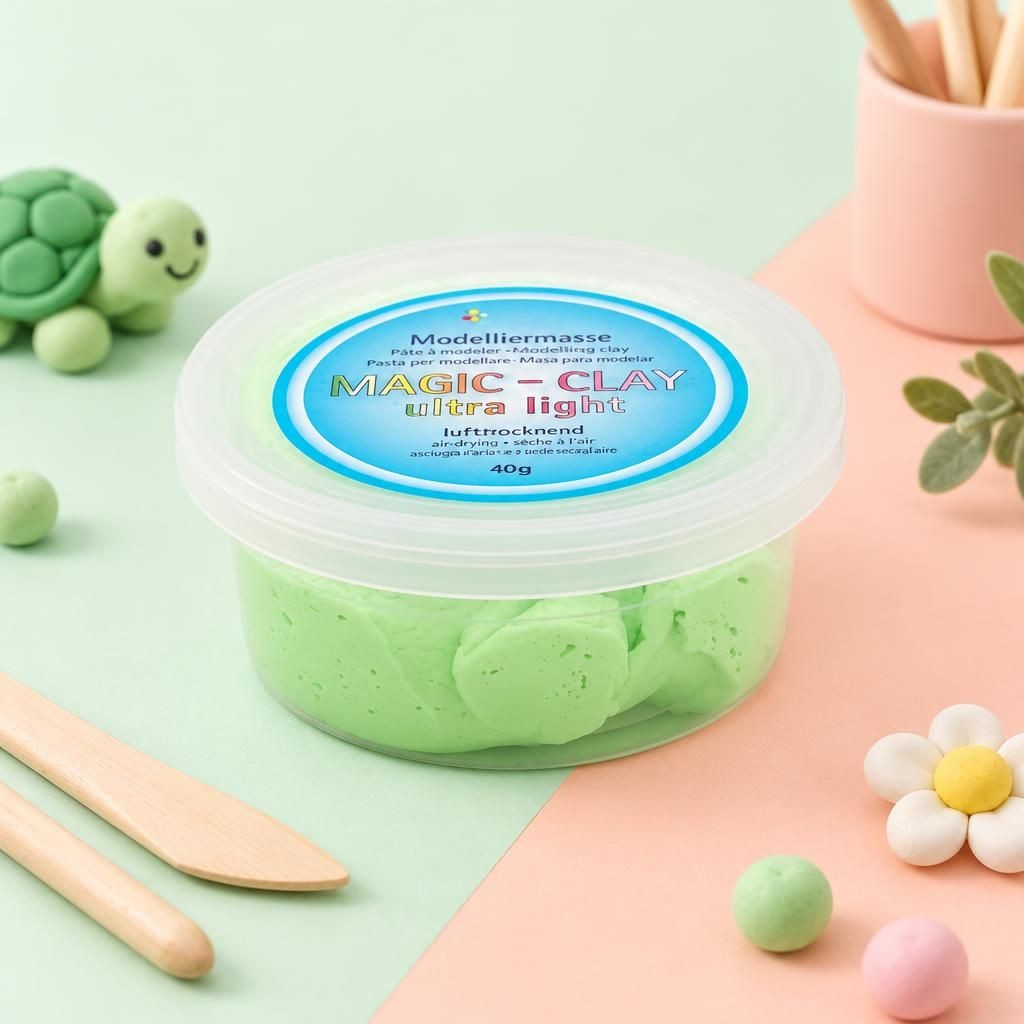 Generiert: [83e3b52b-dfb1-4fec-b23f-529c996c3e6d:1] Hauptbild – Magic-Clay ultra-light 40g lufttrocknend hellgrün
