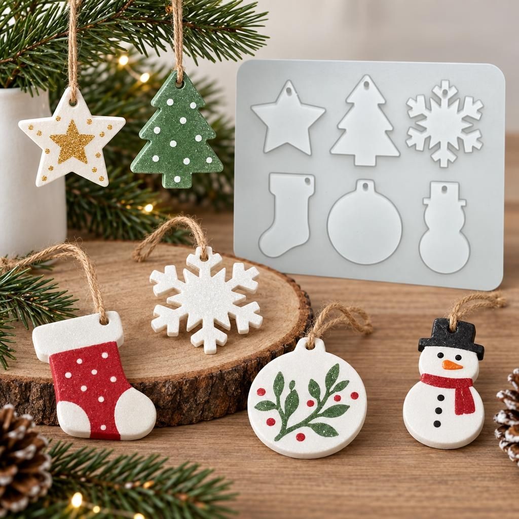 Fertiges Bastelwerk – Silikon-Form Weihnachtsform 6tlg