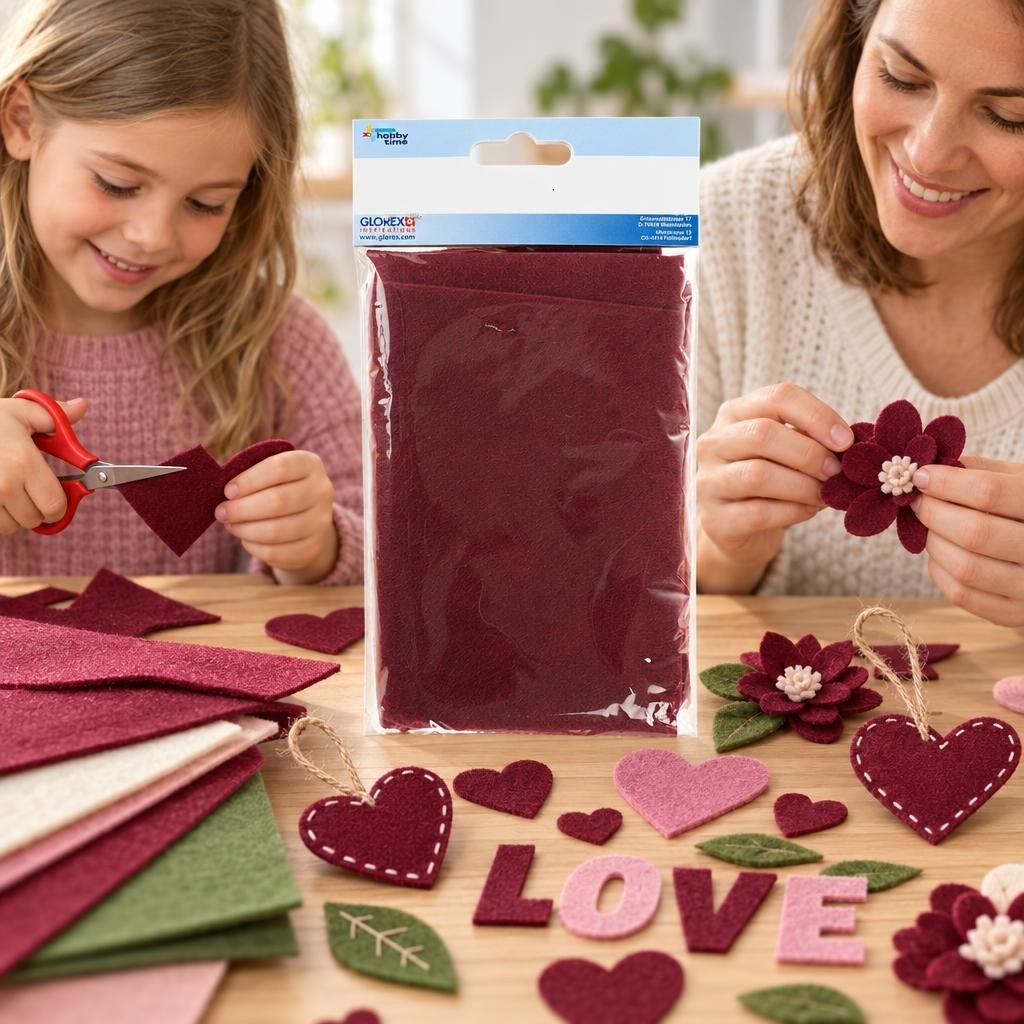 Mit Menschen – Bastelfilz 20x30cm, 250g, 2St bordeaux