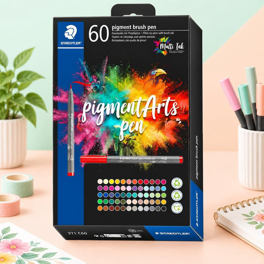 Generiert: [22b498bd-515c-4a96-9466-8c2576ce8709:1] Hauptbild – Kartonetui mit 60 pigment brush pen in sortierten Farben