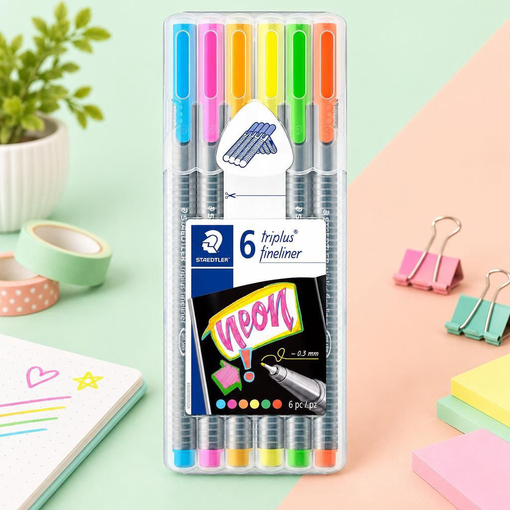 Generiert: [62f2d860-2550-47ef-b2bf-62e97969aee5:1] Hauptbild – STAEDTLER Box mit 6 triplus fineliner in sortierten Farben, Neon
