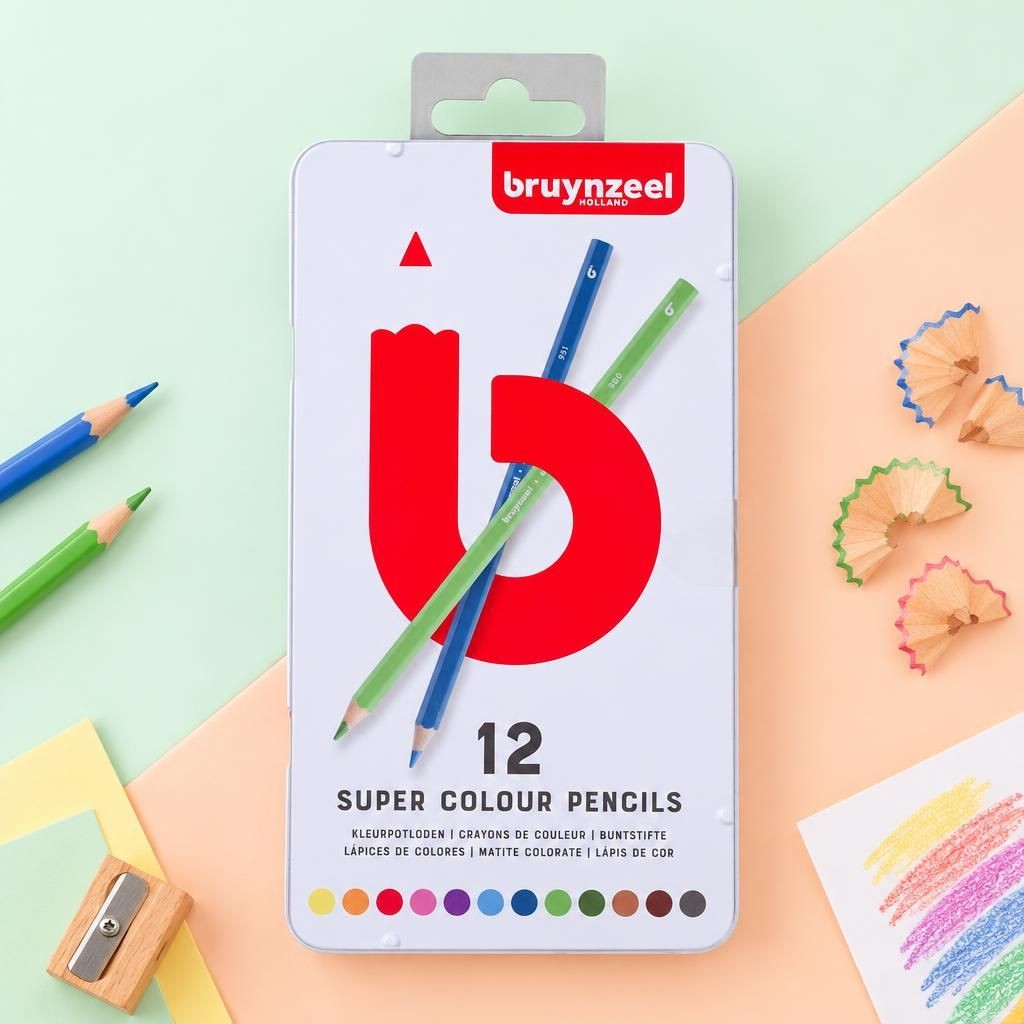 Generiert: [c1dbbf21-648e-4c9f-a7f0-5a3c093937d5:1] Hauptbild – Bruynzeel Super Farbstiftdose | 12 Farben