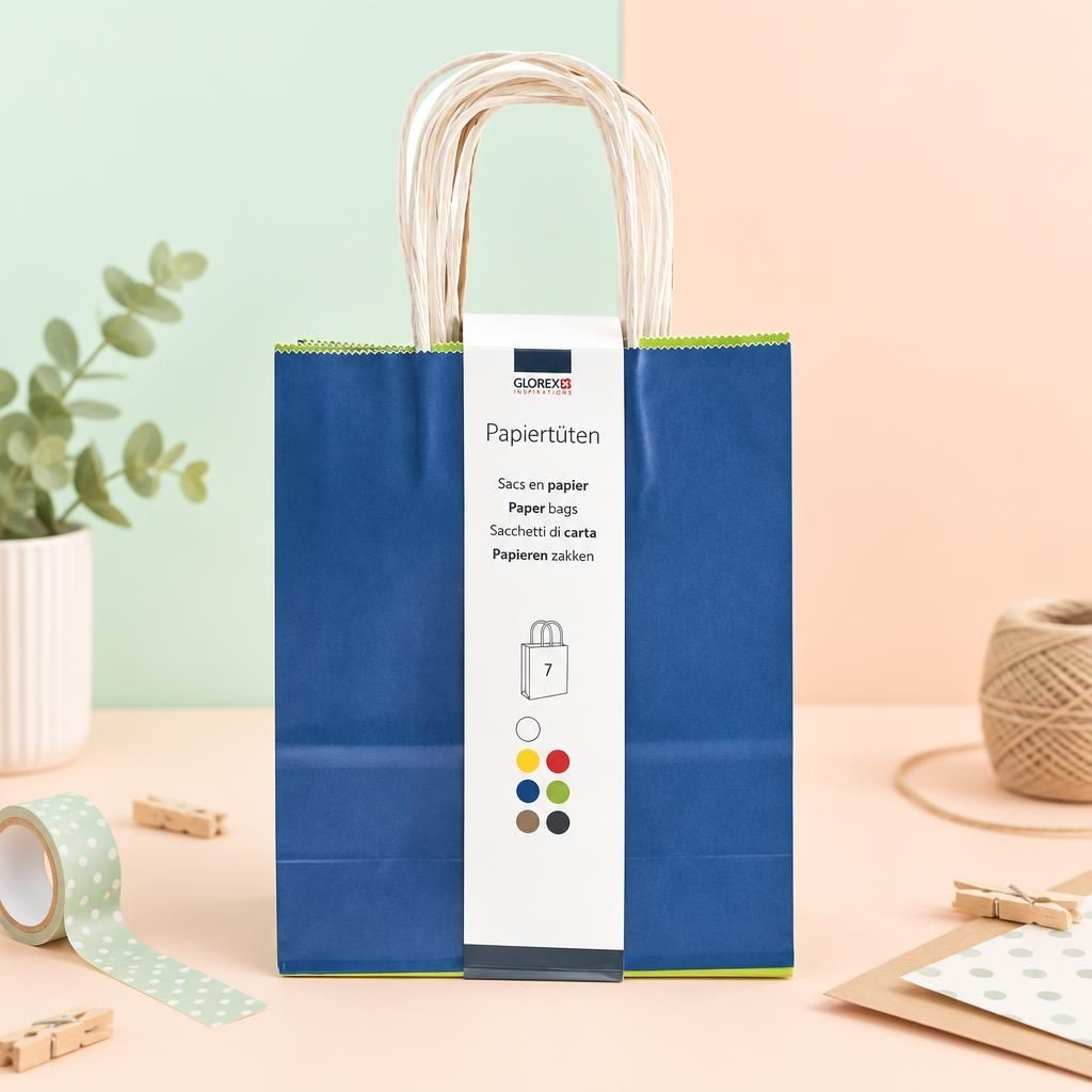 Hauptbild – Papiertragetasche, Kordelgriff 18x21x8cm, 7St, Basic, FSC