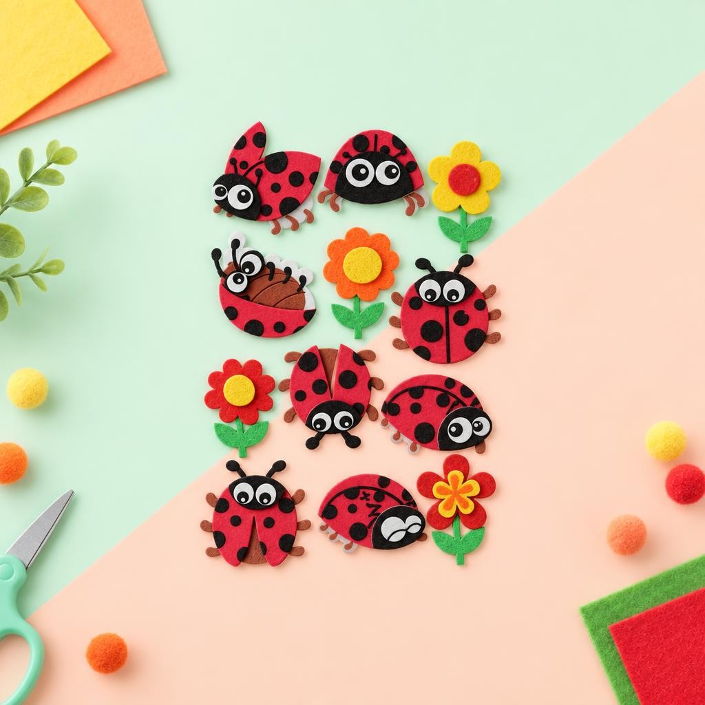 Hauptbild – 3D Moosgummi 12tlg Marienkäfer 4x3,5cm, selbstklebend