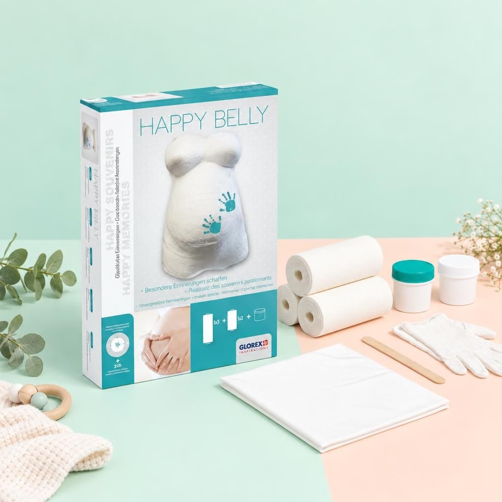Hauptbild – Babybauch Abformset – GLOREX Happy Belly Gipsabdruck