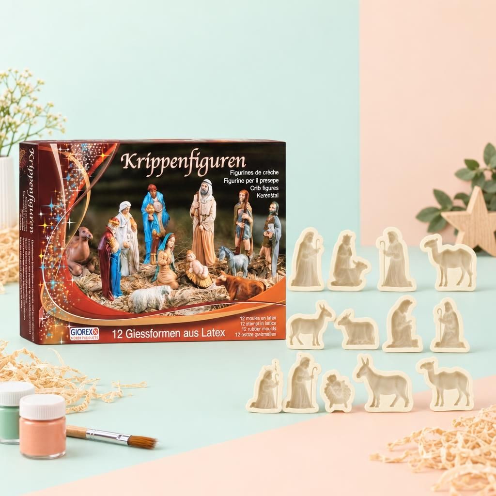 Hauptbild – Latexf. Krippenfiguren 12tlg 35-110mm Christmas-Set