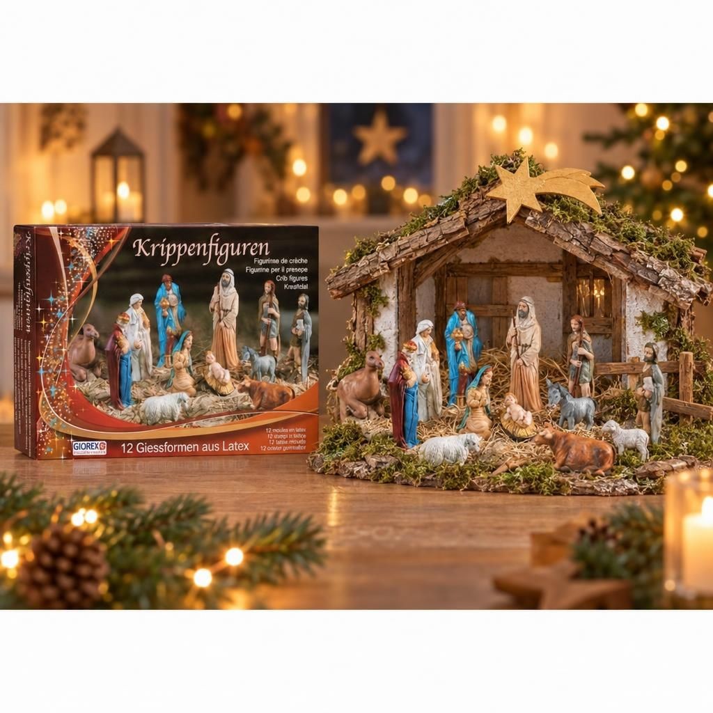 Fertiges Bastelwerk – Latexf. Krippenfiguren 12tlg 35-110mm Christmas-Set