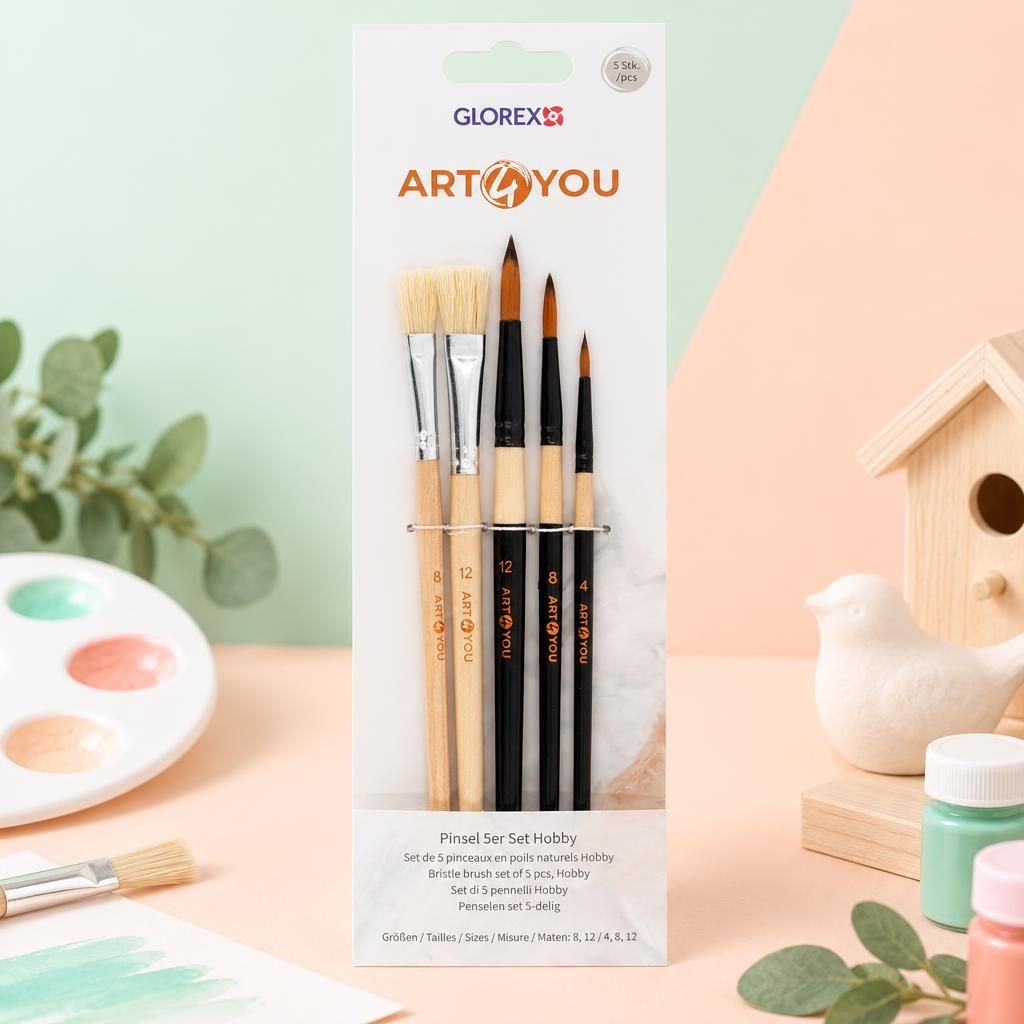 Generiert: [726daa38-1b39-4cfd-875e-3ed0460bcf94:1] Hauptbild – Hobbypinsel-Set 5tlg Borsten 8+12/Synthetic 4+8+12