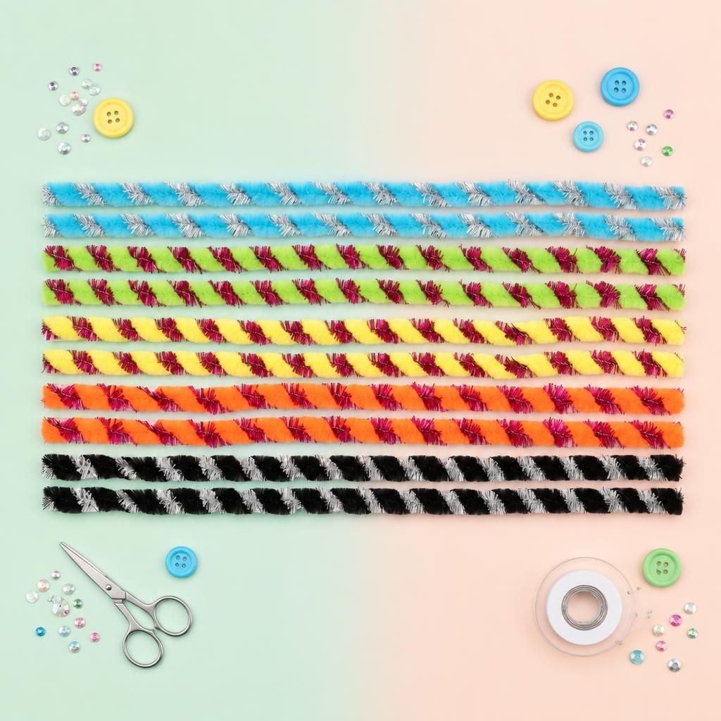 Generiert: Hauptbild – Biegeplüsch, Bicolor, twisted 10St. bunt metallic, 50cm/ 8mm