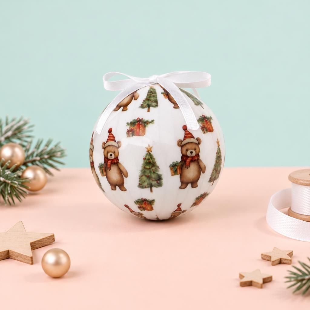 Generiert: Hauptbild – Weihnachtskugel 7,5cm mit Bär und Baum