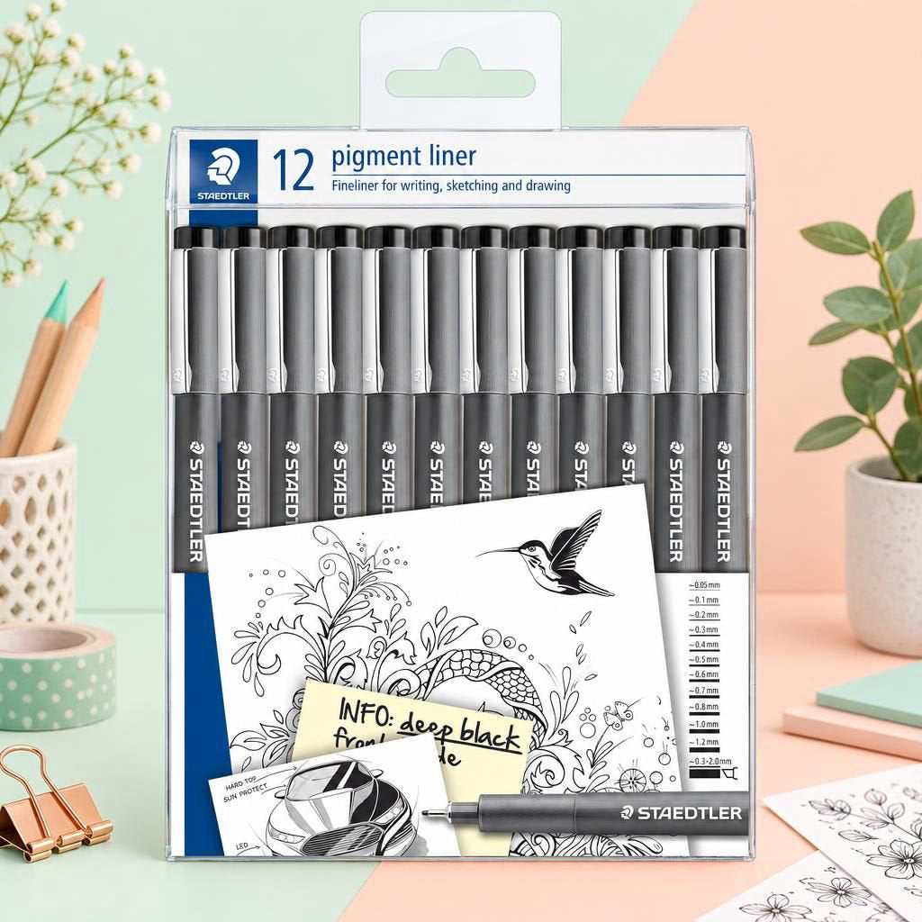 Generiert: [fbadebbe-45e6-4620-937e-bae2a380e987:1] Hauptbild – pigment liner 308 schwarz, 12er Box