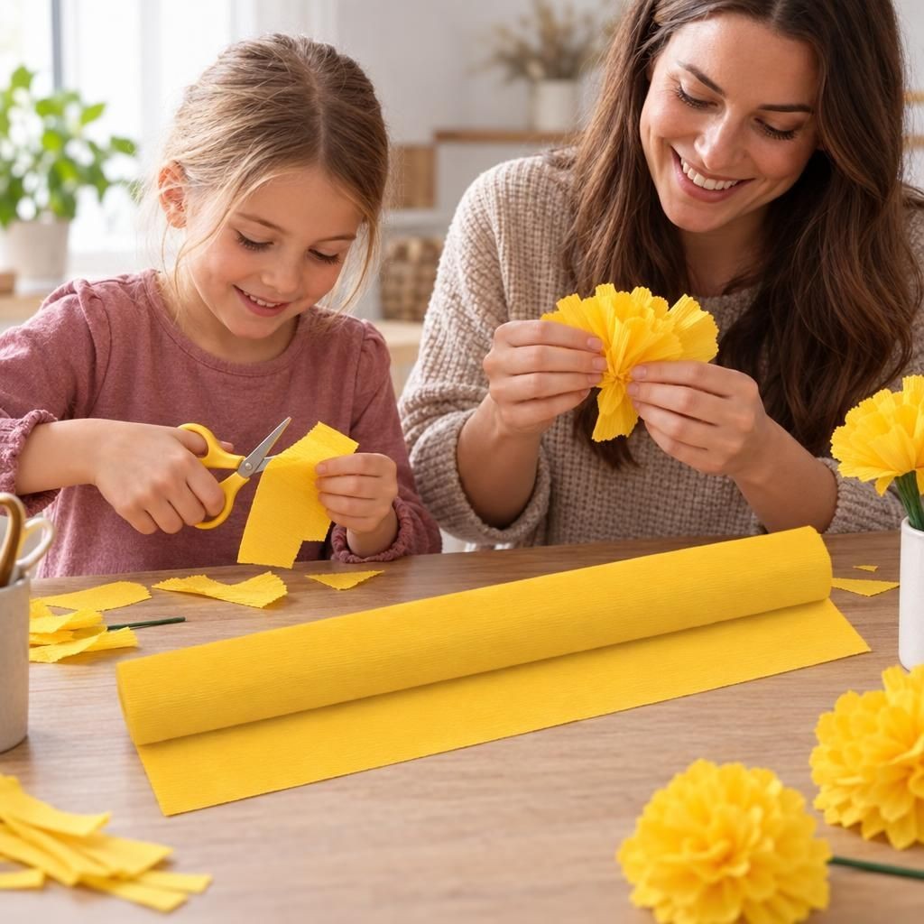 Mit Menschen – Floristik Krepp-Papier gelb