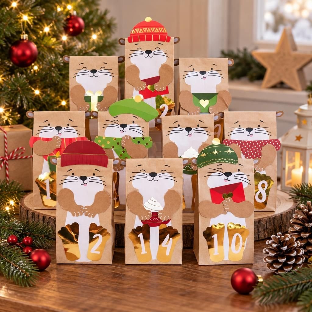 Fertiges Produkt – Adventskalender mit Stanzteilen - Otter