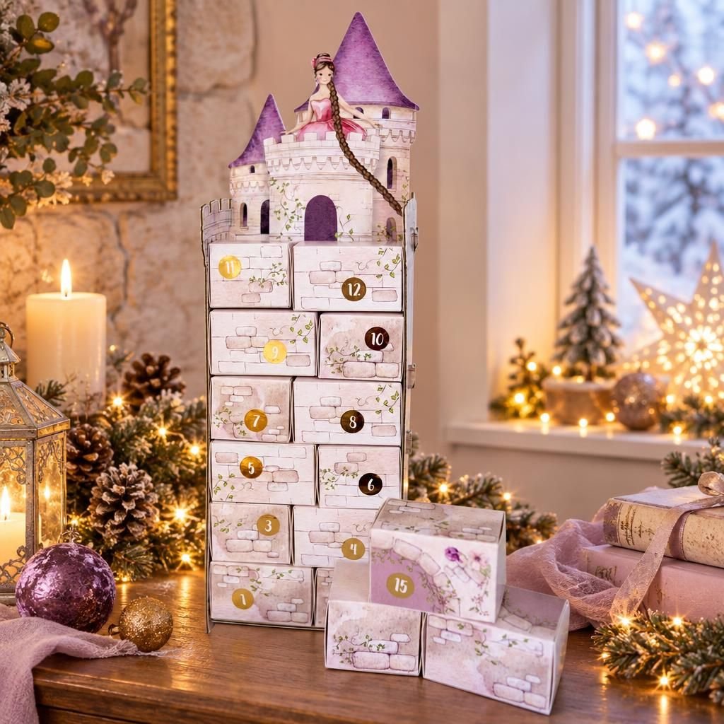 Fertiges Produkt – Adventskalender Bastelset - Rapunzels Turm