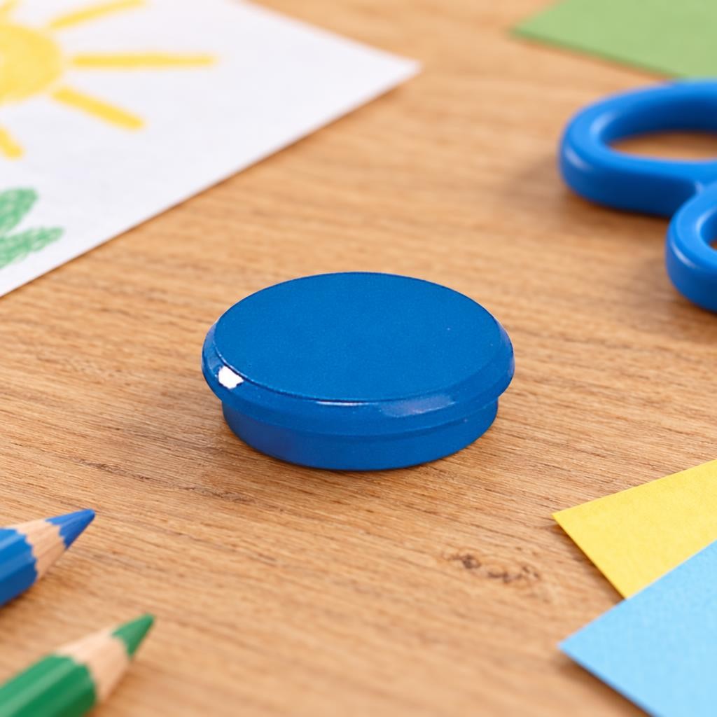 Fertiges Bastelwerk – Starker Haft-Magnet Ø 24 mm DAHLE 95524 Blau, 10 Stück