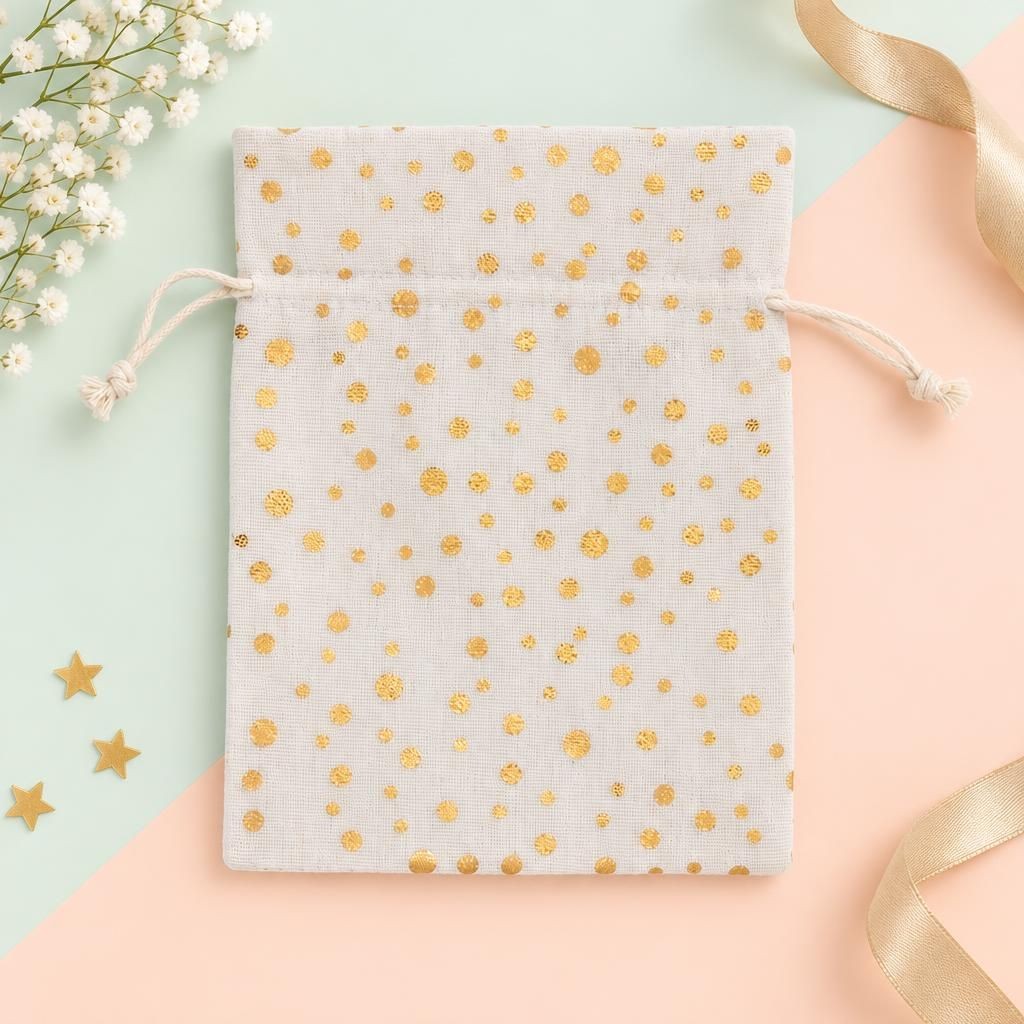 Generiert: Hauptbild – Stoffsäckchen Sterne Gold 13x17cm