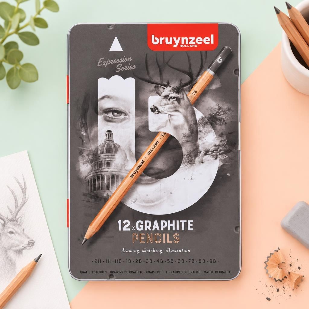 Generiert: [0773e341-4893-45bf-a9af-2fe608fbb822:1] Hauptbild – Bruynzeel Expression Grafitbleistifte, Metalletui mit 12 Stück