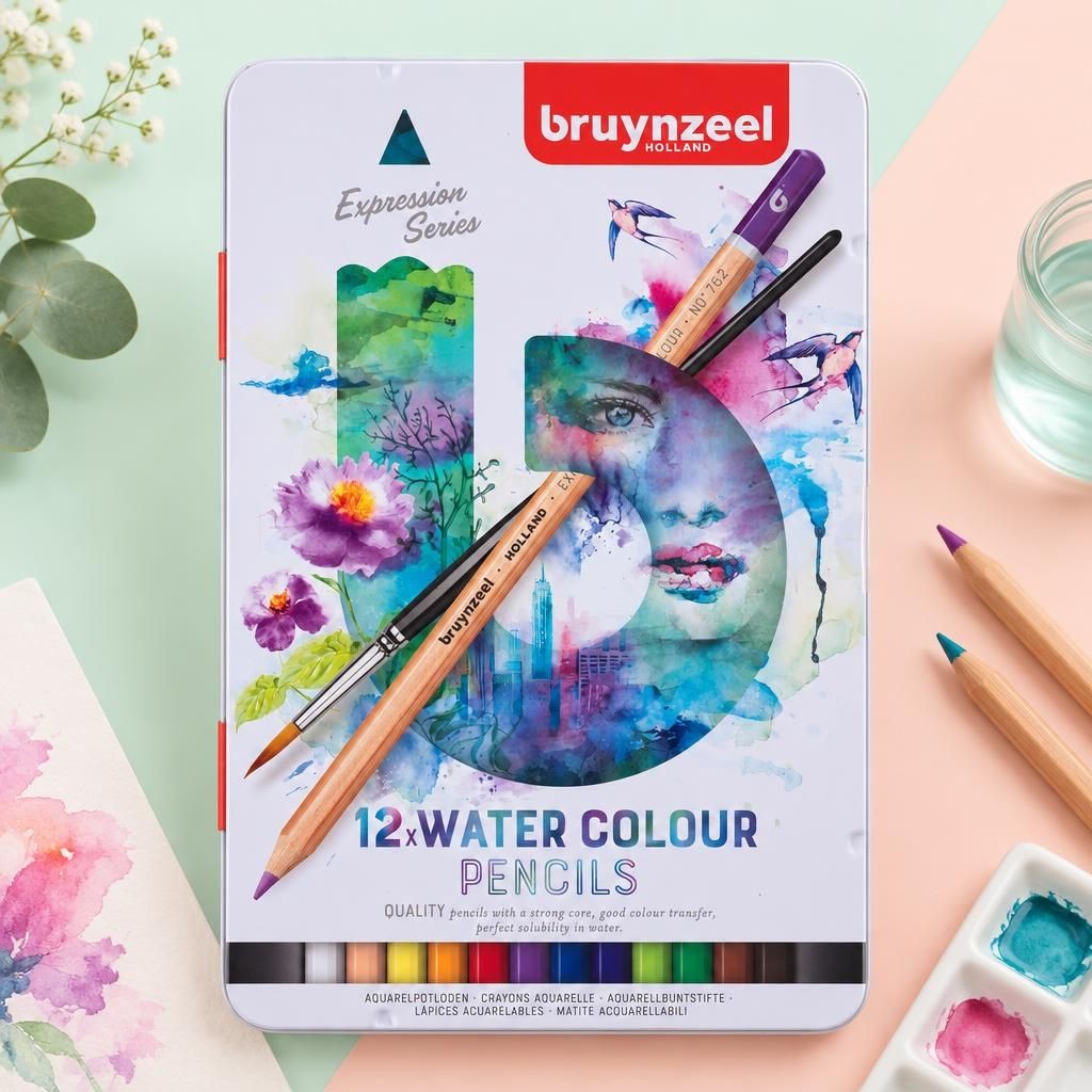 Generiert: [61d4feeb-c66c-42d7-bb37-d3db0bda183f:1] Hauptbild – Bruynzeel Expression Aquarellbuntstifte, Metalletui mit 12 Stück