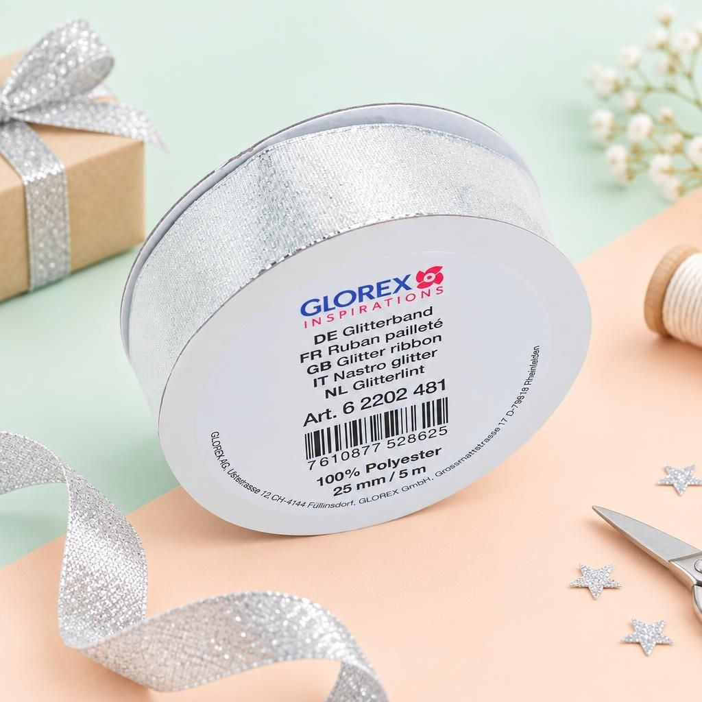 Generiert: Hauptbild – Glitterband silber 25mm 5m