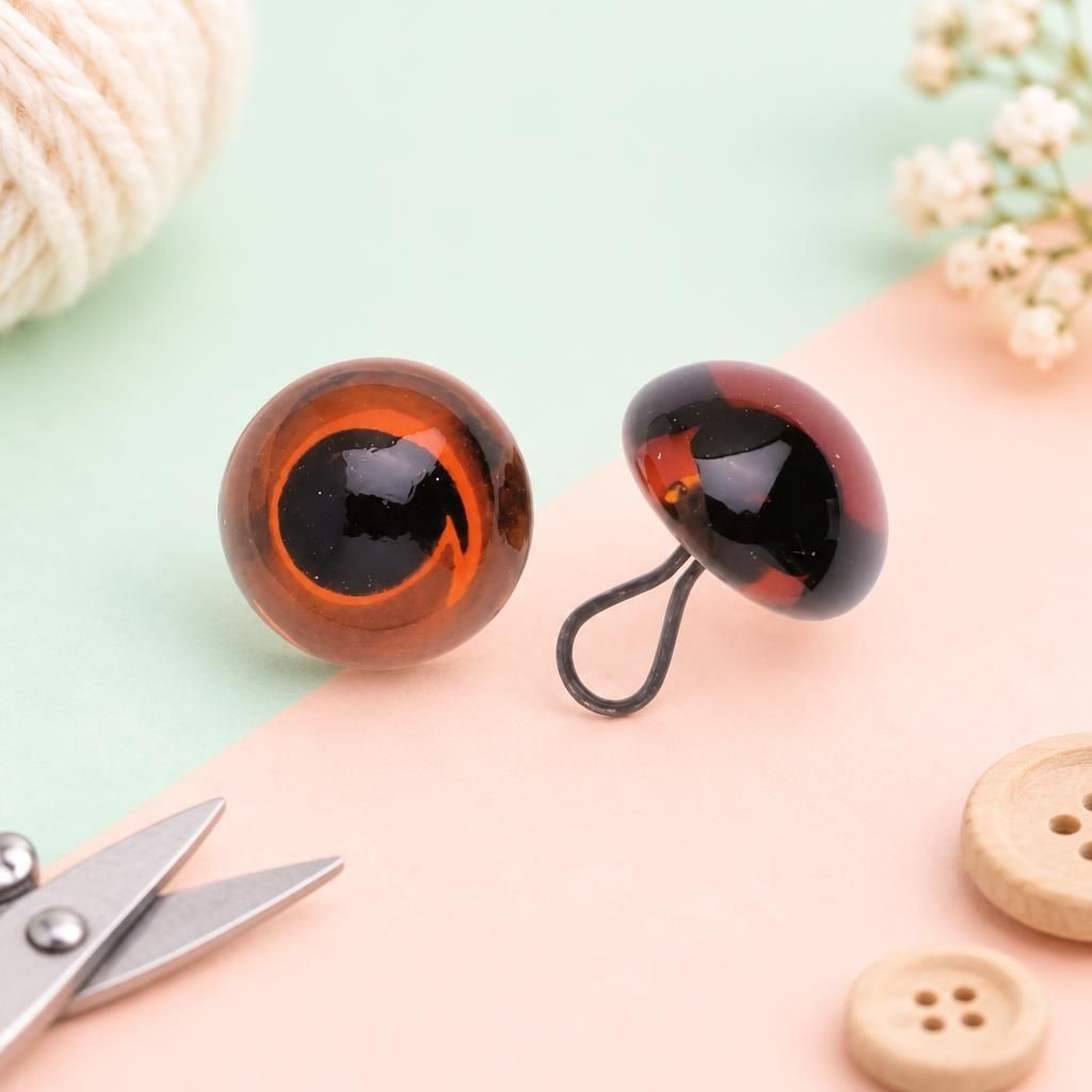 Generiert: Hauptbild – Augen Glas/Oese braun 6mm, 50 Stück