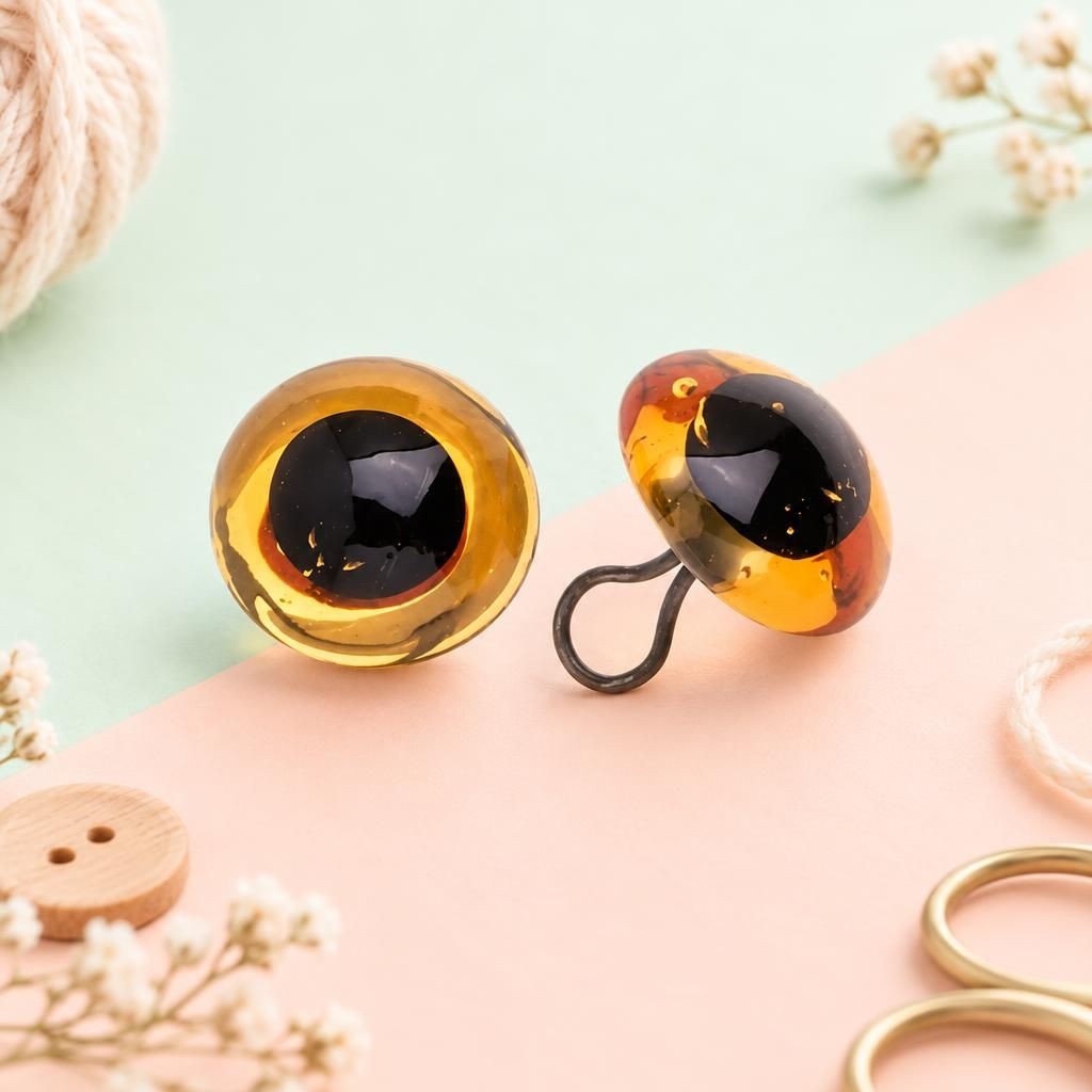 Generiert: Hauptbild – Augen Glas/Oese bernstein 12mm, 50 Stück