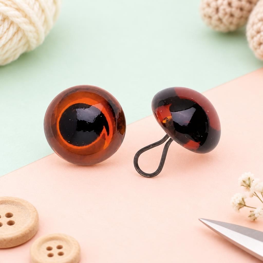 Generiert: Hauptbild – Augen Glas/Oese braun 12mm, 50 Stück