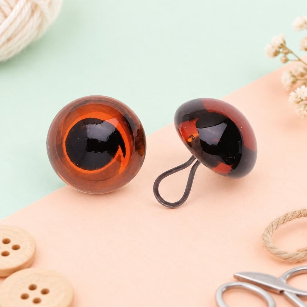 Generiert: Hauptbild – Augen Glas/Oese braun 14mm, 50 Stück