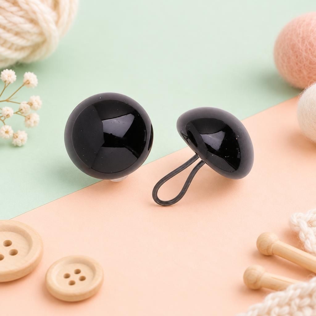 Generiert: Hauptbild – Augen Glas/Oese schwarz 16mm SB 2 Stück
