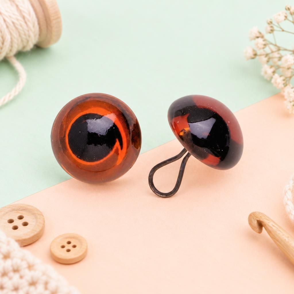 Generiert: Hauptbild – Augen Glas/Oese braun 16mm SB 2 Stück