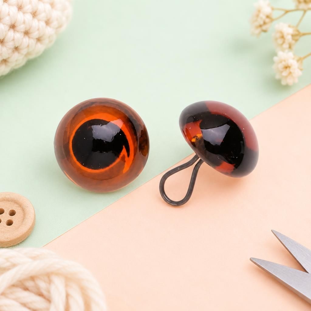 Generiert: Hauptbild – Augen Glas/Oese braun 18mm,50 Stück