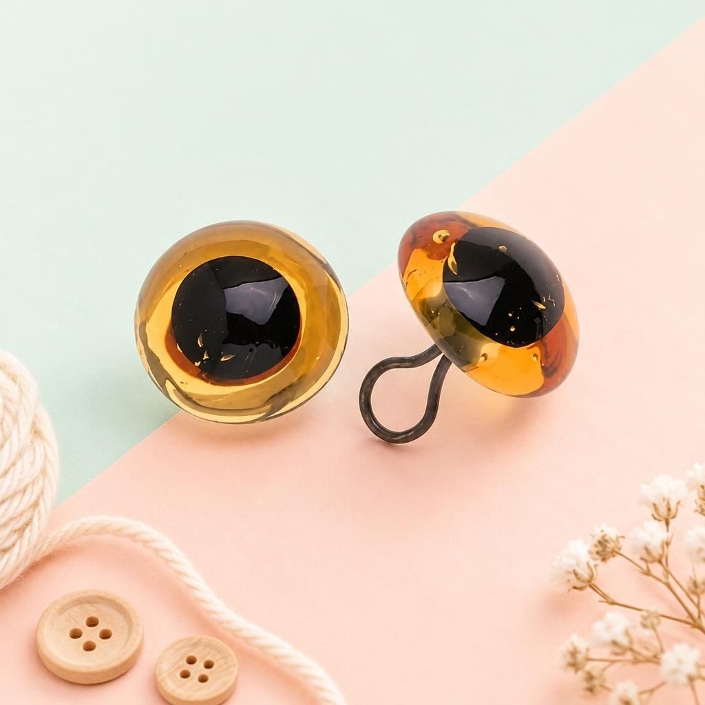Generiert: Hauptbild – Augen Glas/Oese bernstein 14mm, 50 Stück