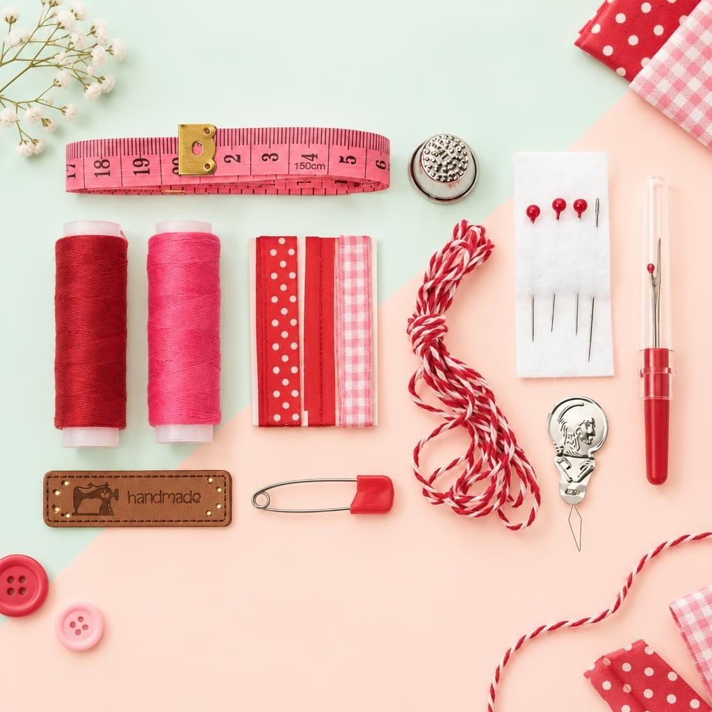 Generiert: [2b7b112b-13e1-4bbf-8d61-2a25edc52f72:1] Hauptbild – Näh-Set Lili Rose rot, 14-tlg