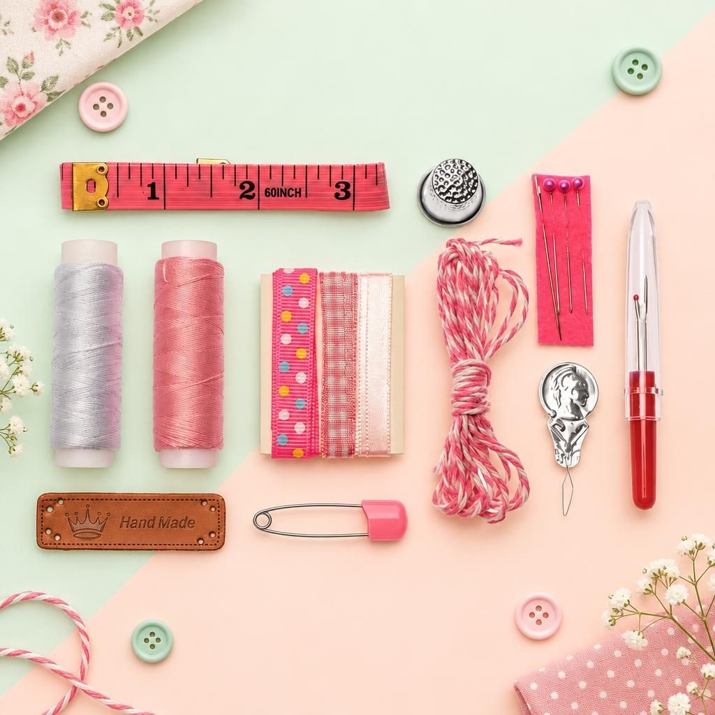 Generiert: [fd435bb3-aa98-4d2b-849e-a27596517276:1] Hauptbild – Näh-Set Lili Rose rosa, 14-tlg
