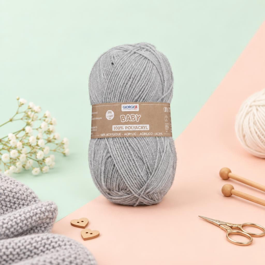 Generiert: [6810b1db-e22b-49ba-9913-f8ea8a5e2f49:1] Hauptbild – Baby 100% Acryl, 50g grau