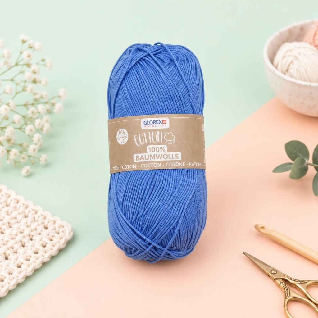 Generiert: [56d4d8ea-ccb5-4e00-bfed-8b640b223037:1] Hauptbild – Cotton 100% Baumwolle, 50g, blau