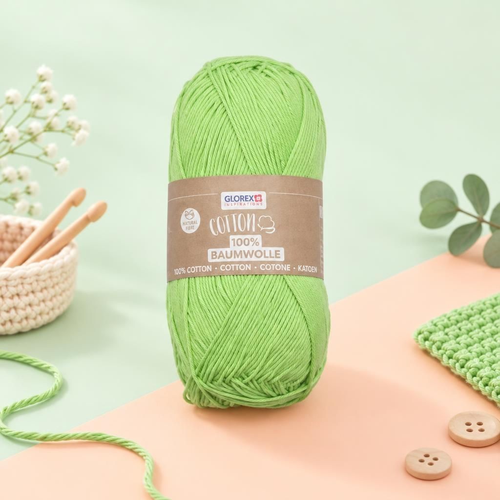 Generiert: [895b7614-609e-414d-8c04-22bf84796951:1] Hauptbild – Cotton 100% Baumwolle, 50g, hellgrün