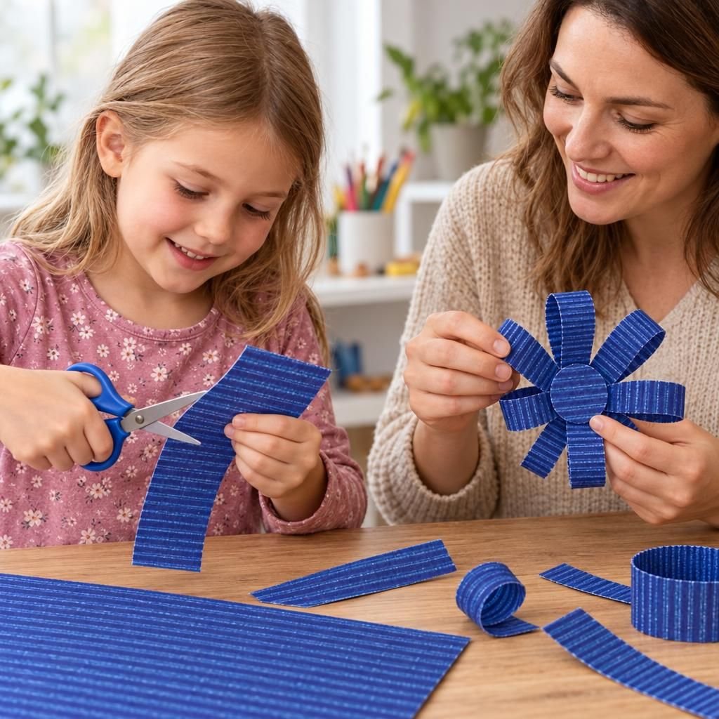 Mit Menschen – Bastelwellpappe blau