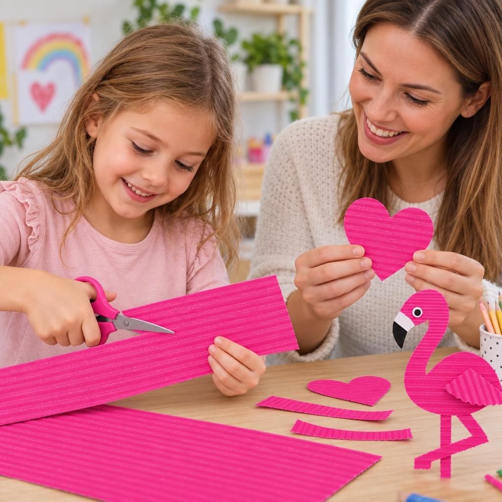 Mit Menschen – Bastelwellpappe pink