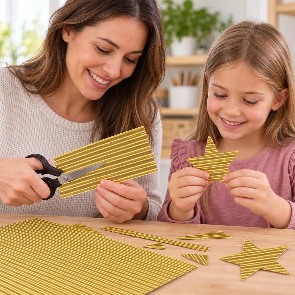 Mit Menschen – Bastelwellpappe gold