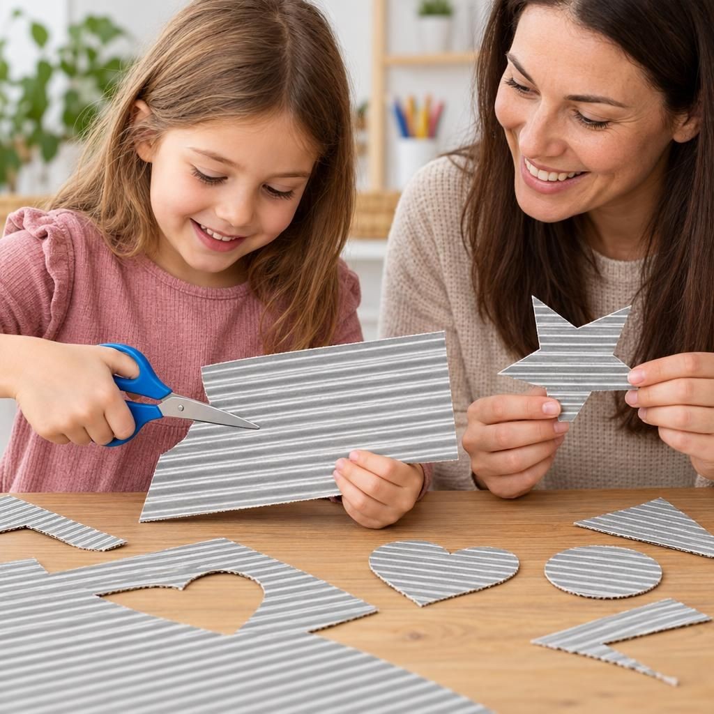 Mit Menschen – Bastelwellpappe silber