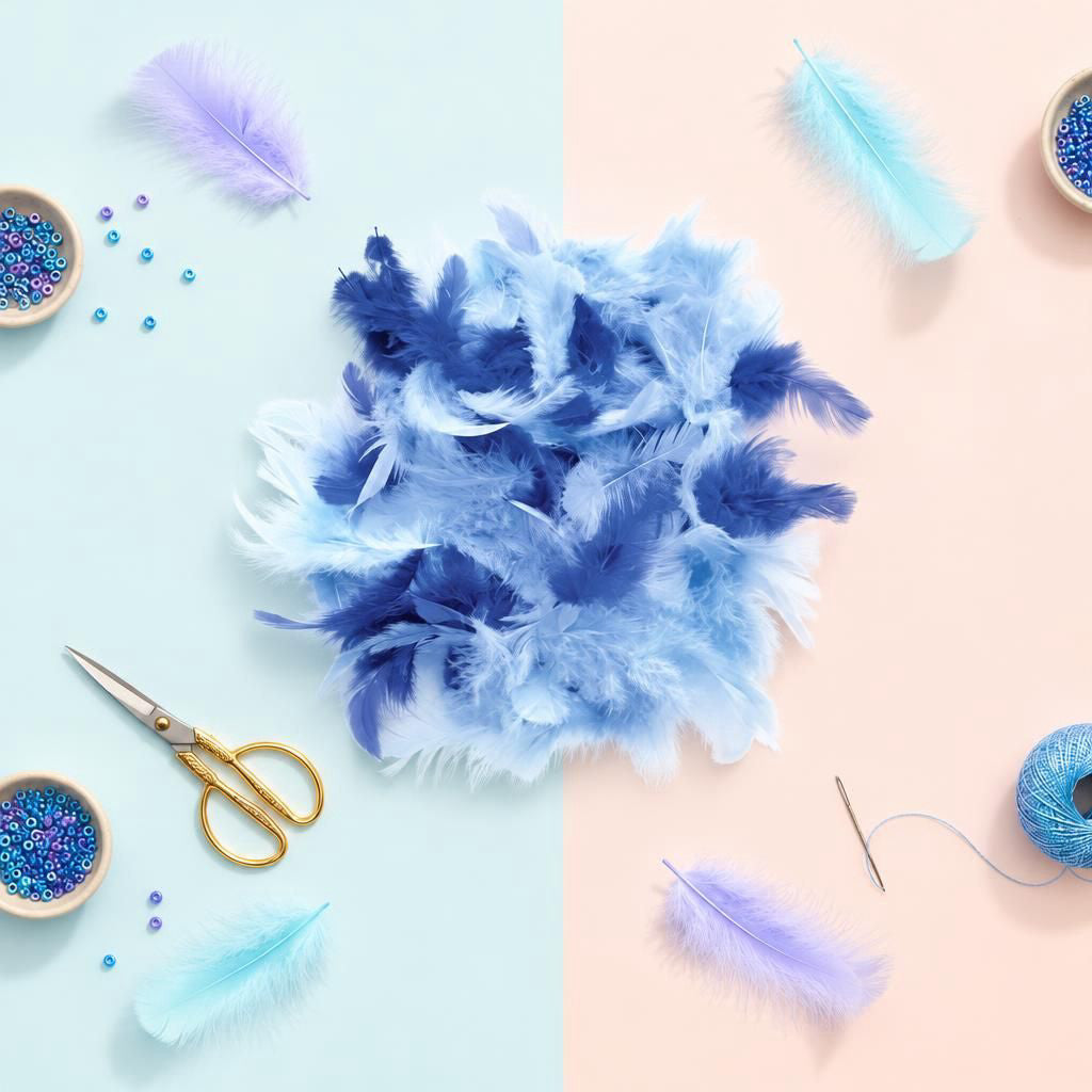 Generiert: [3339873c-67bc-47b9-b57a-6d9c5ad1d5bb:1] Hauptbild – Deco-Federn blau-sortiert 10g